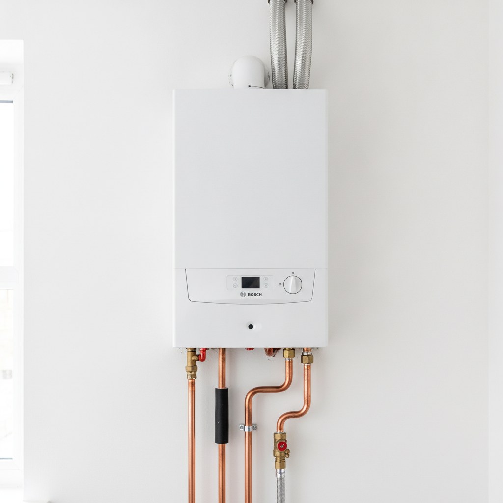 Modern boiler installation in a UK home